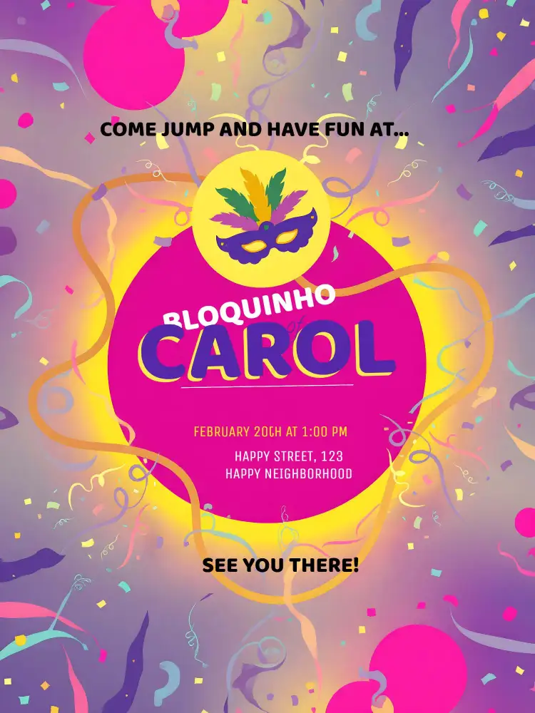 Invitation White Carnival Party – Commemorative Dates theme carnival, colorful, festive, white, modern, cheerful