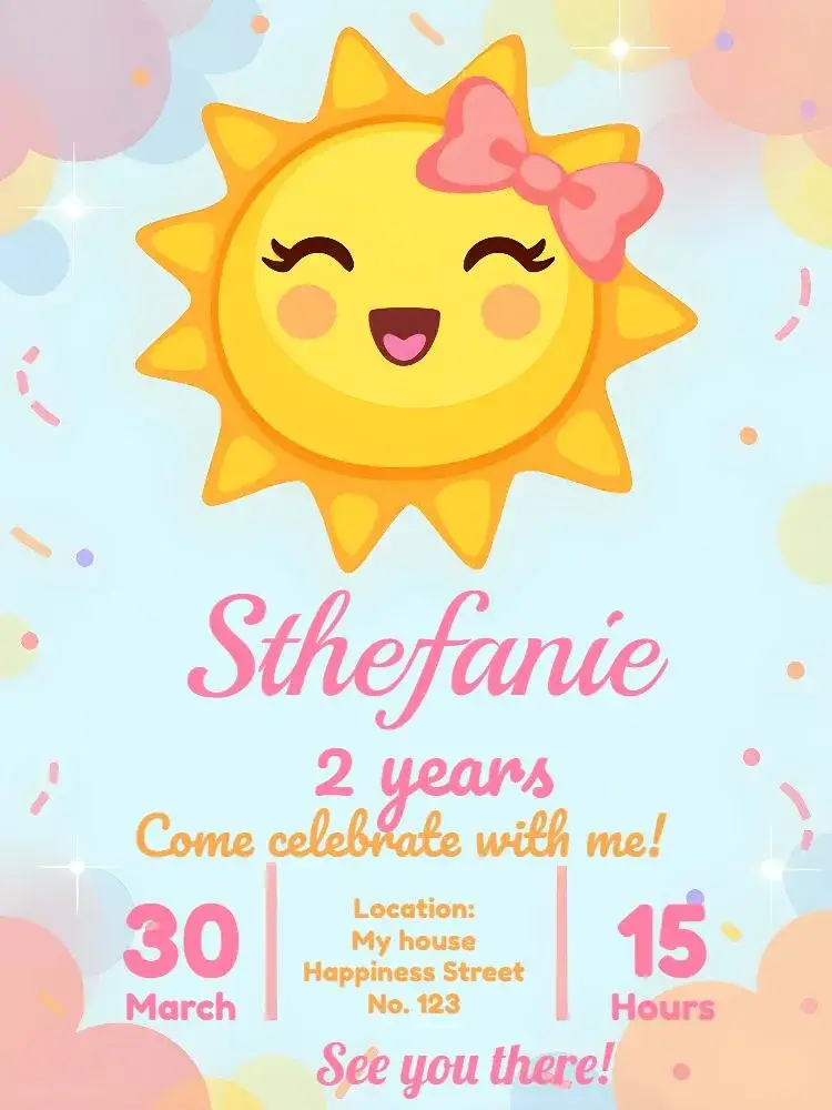Invitation My Sunshine Cloud – Most searched for theme pink, golden, cloud, childish, sparkling