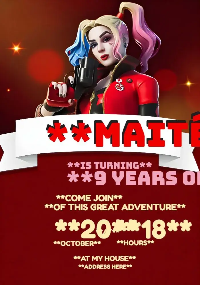 Harley Quinn Comics invitation
