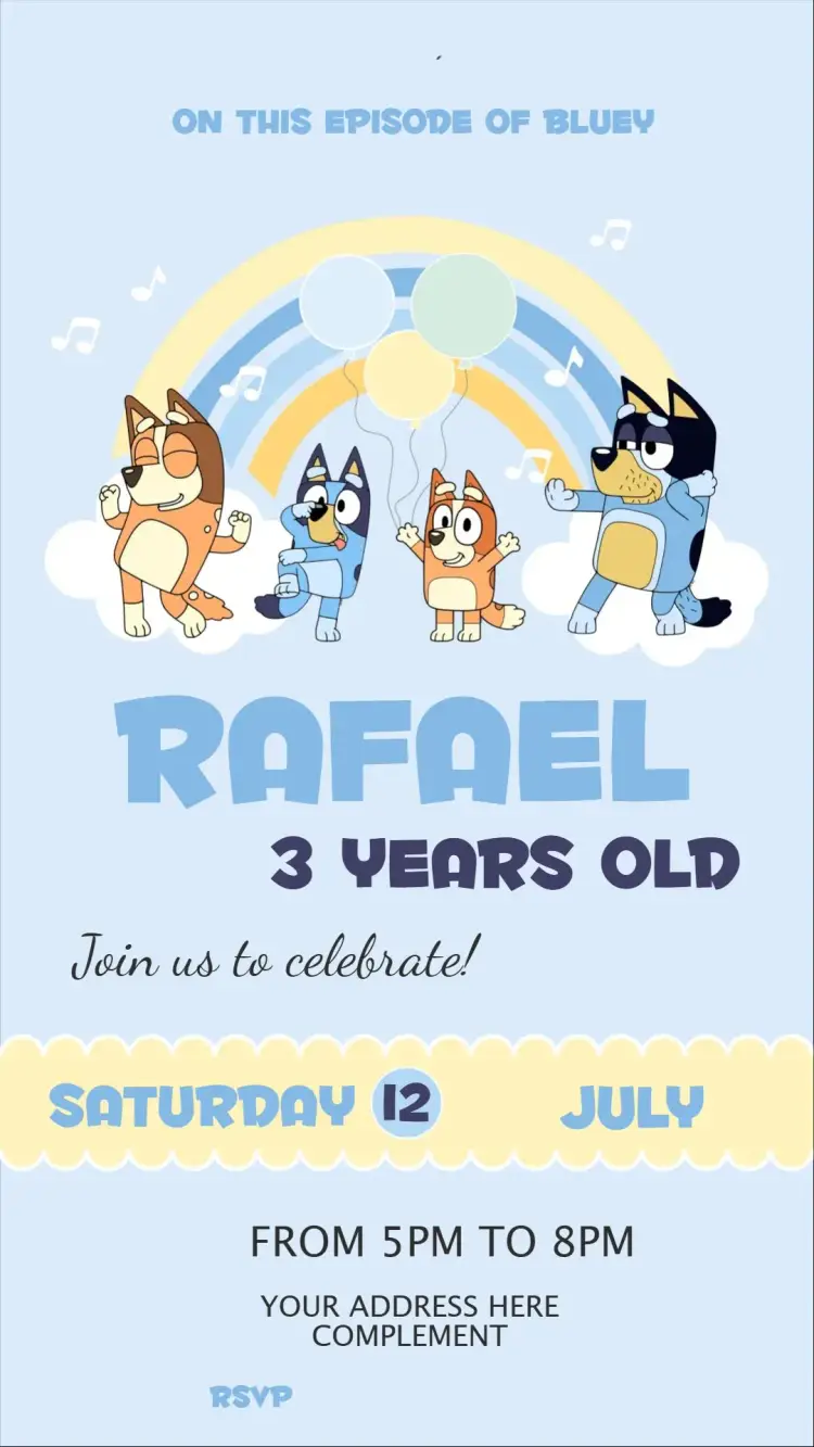 Invite Bluey editable and customizable