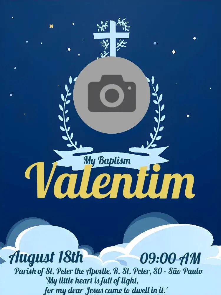 Invitation Baptism With Blue Photo – Baptism theme soft blue, minimalist, modern, with photo, elegant, serene