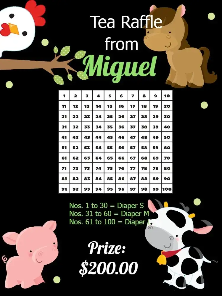 Invitation Black Farm Raffle Tea – Raffle Tea theme fazendinha, rústico, animais, preto e verde, divertido, temático