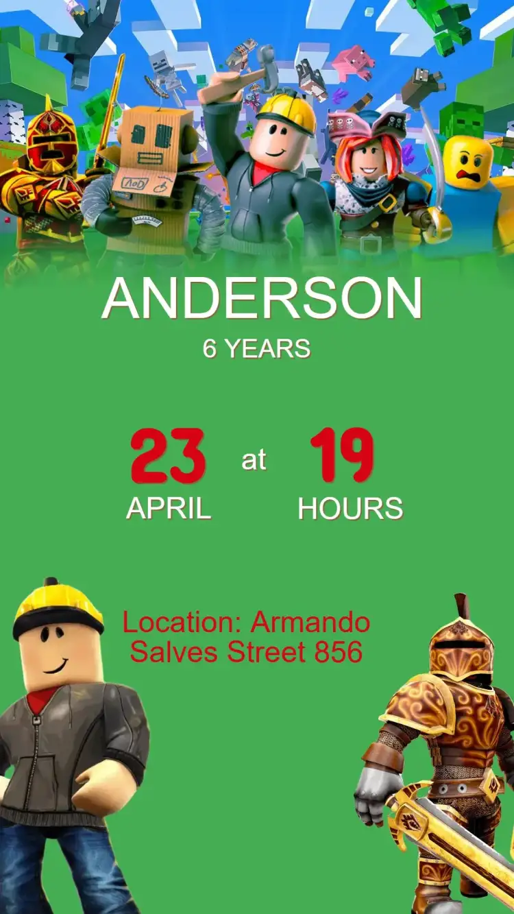 Roblox Birthday Invitation