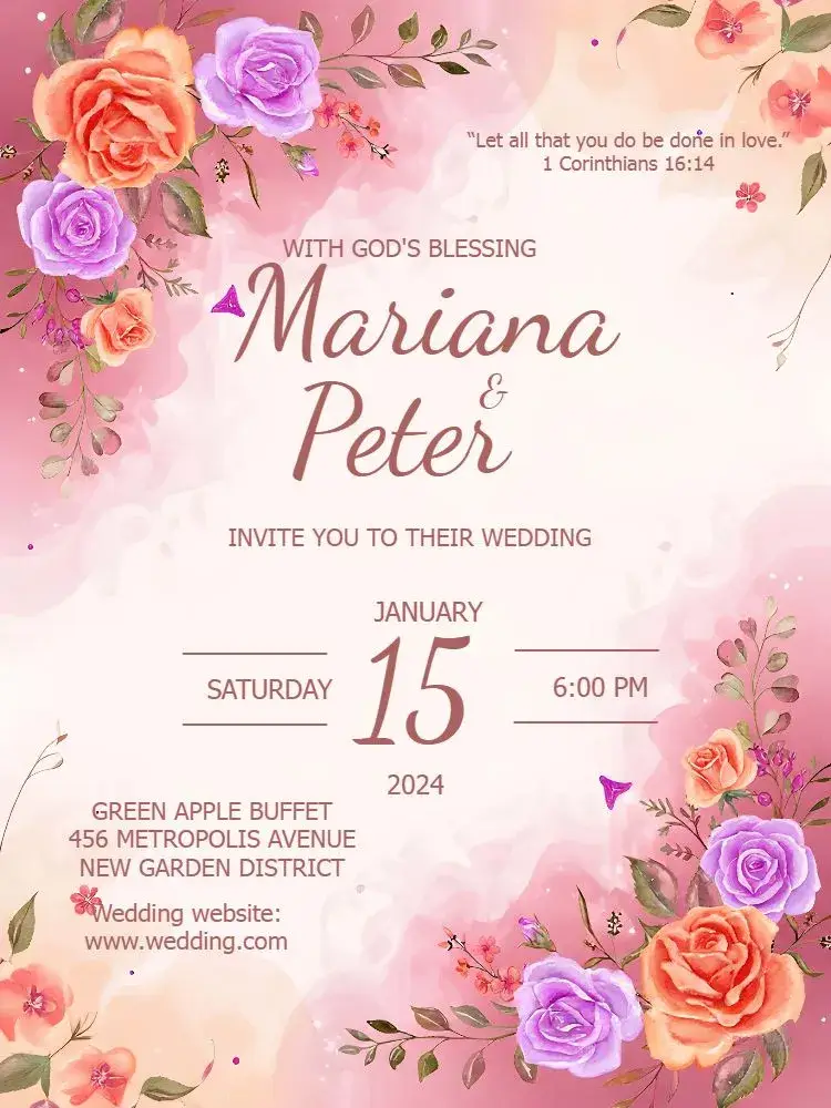 Floral Roses Wedding invitation