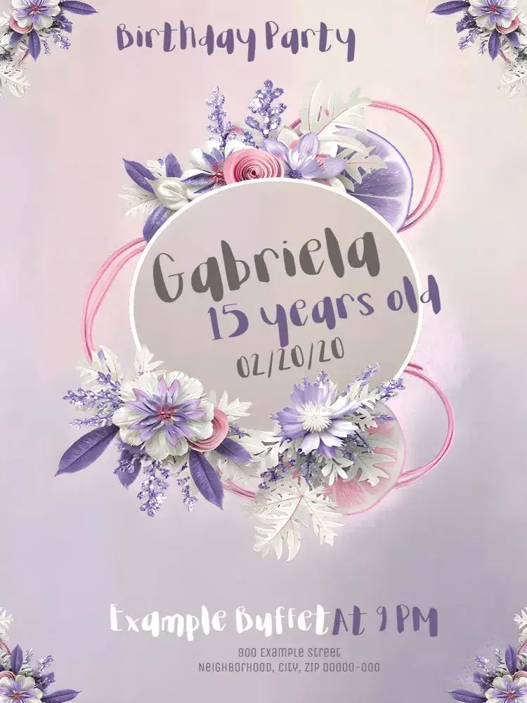 Purple 15th Birthday invitation
