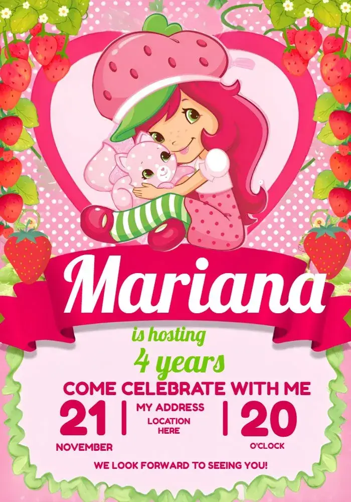 Strawberry Girl invitation