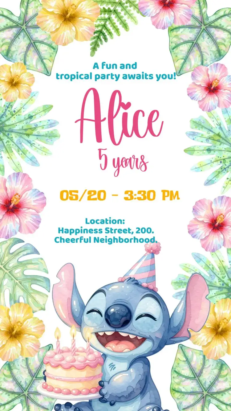 Digital Invitation Stitch Cute