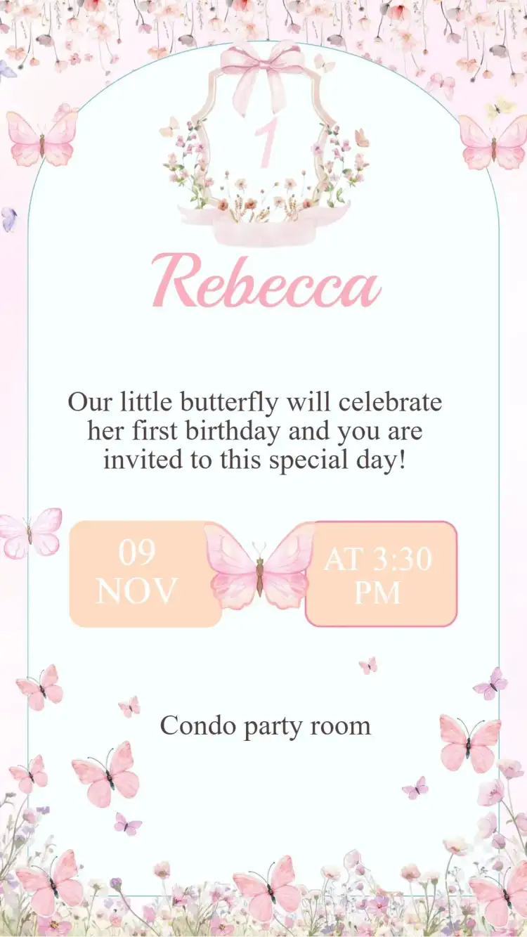 Butterfly Garden Birthday Invitation