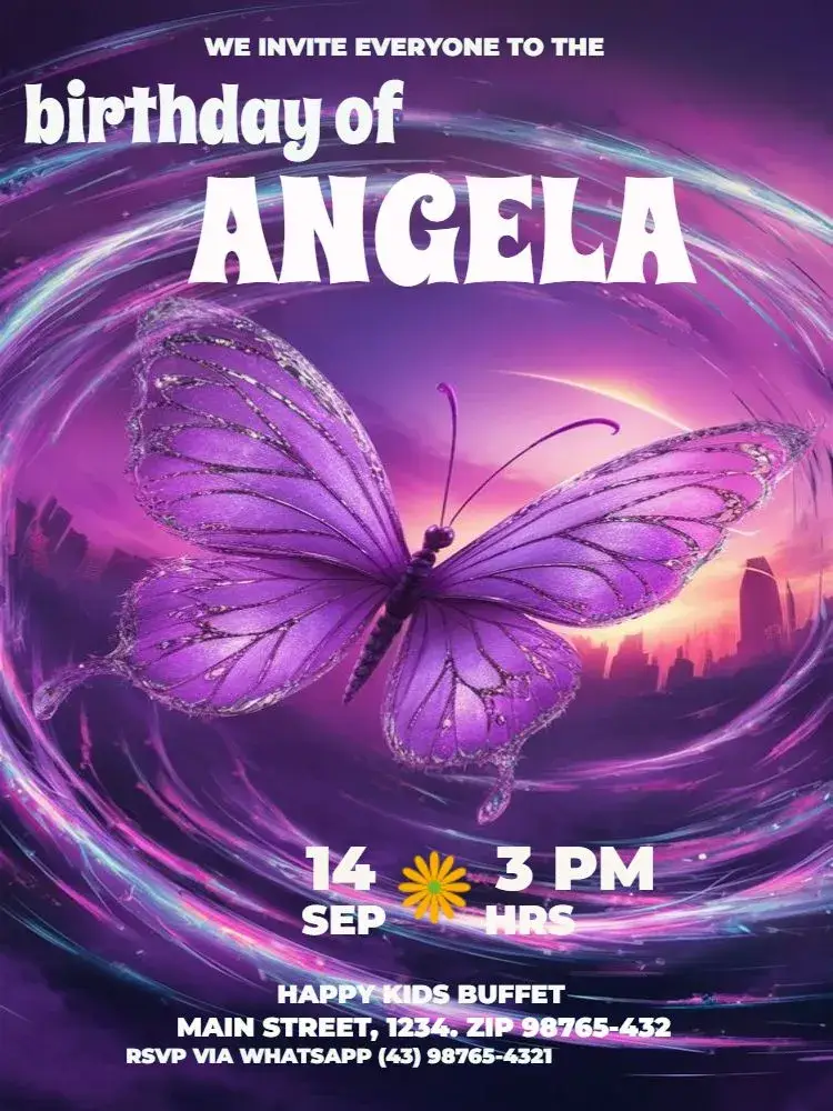 Cheerful Butterfly Party Edit invitation