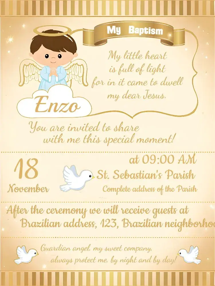 Angel Baptism invitation