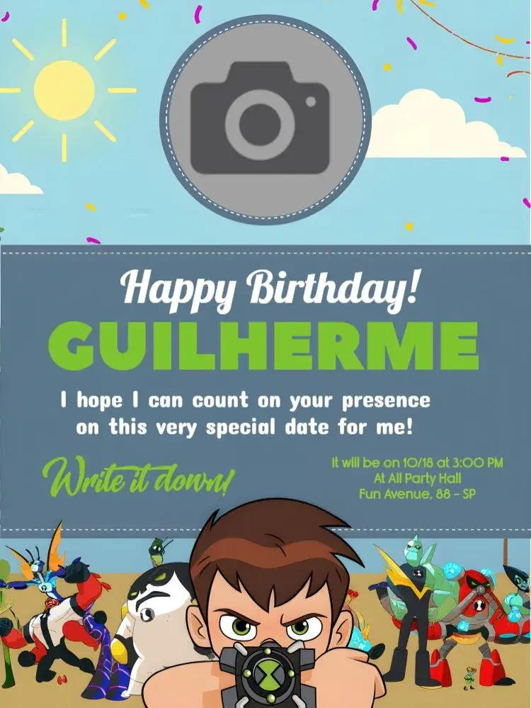 Ben 10 With Boy Photo invitation