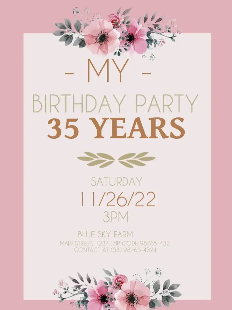 35 Years Delicate Beige invitation