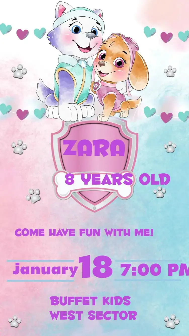 Invitation Paw Patrol – Kids' Birthday Party theme colorful, fun, themed, childish, lively, adventure
