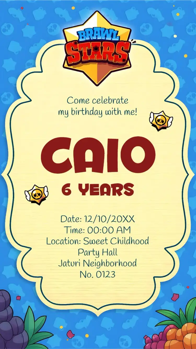 Invitation Brawl Stars Kids – Most searched for theme colorful, modern, games, dynamic, childlike, fun