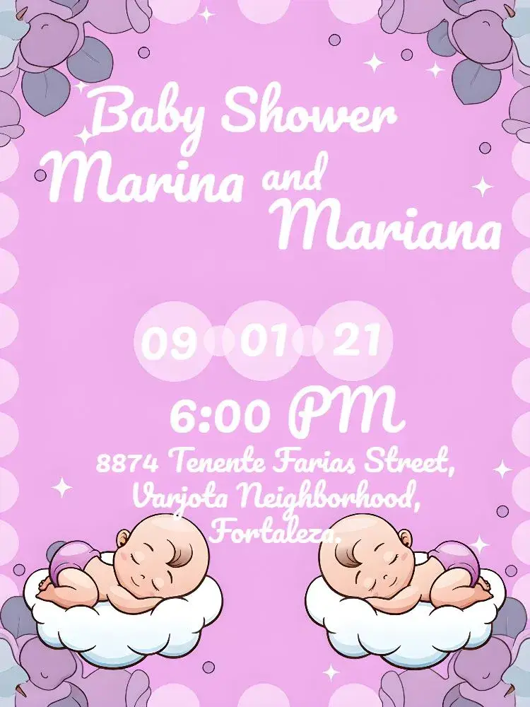 Twin Baby Girls Diaper Shower invitation