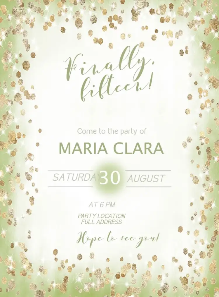 Invitation Finally Fifteen Minimalist – Sweet 15 theme minimalist, glitter, elegant, clean, modern, subtle