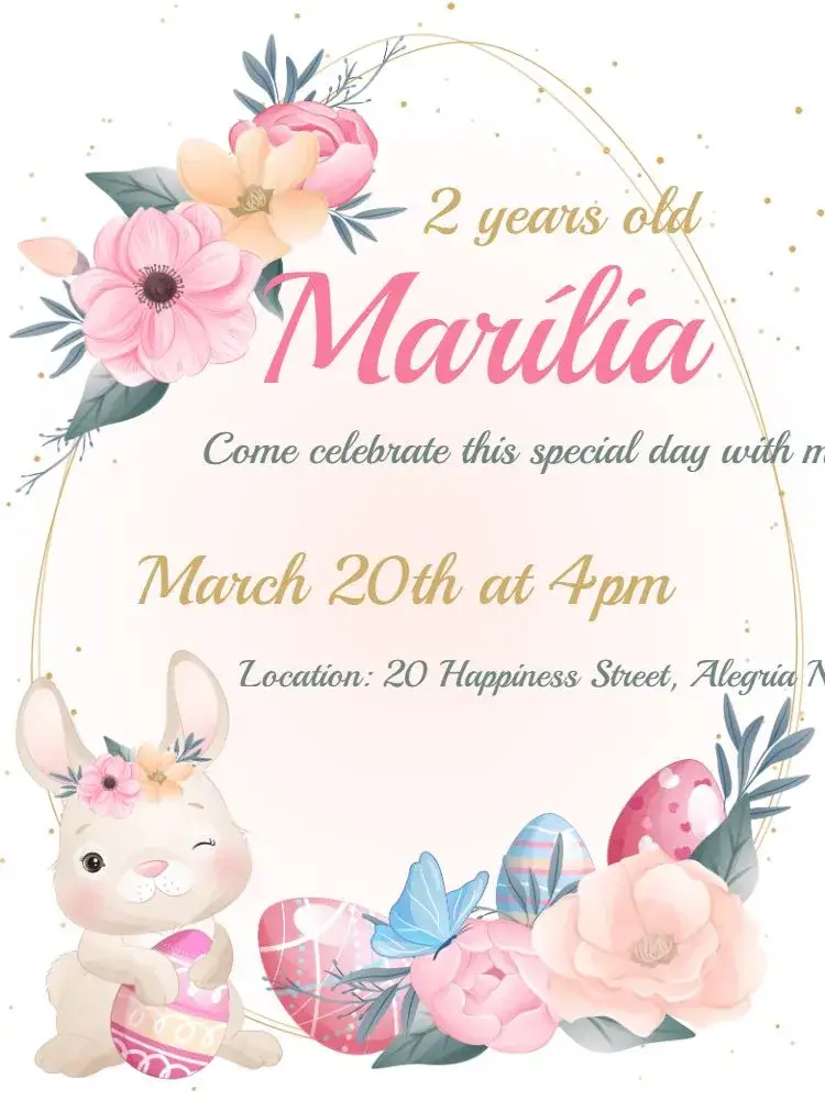 Invitation Easter Egg Hunt – Commemorative Dates theme floral, modern, childish, colorful, fun