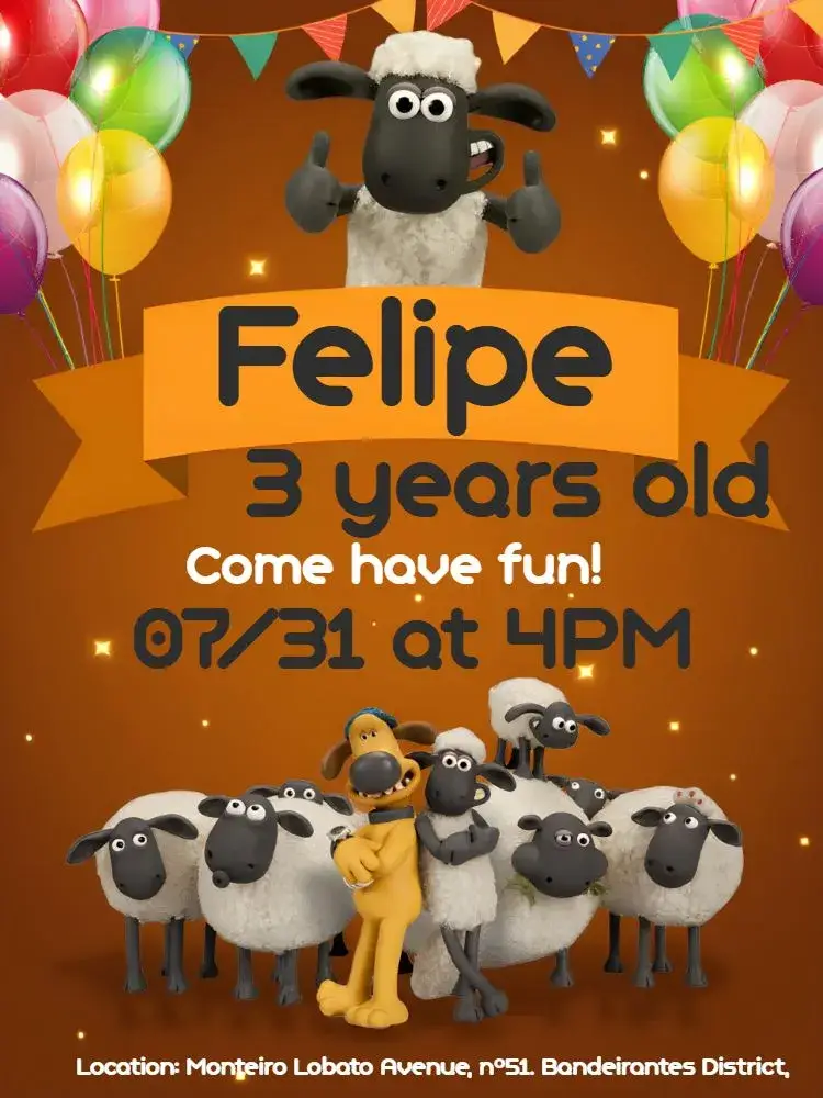 Shaun The Orange Sheep invitation