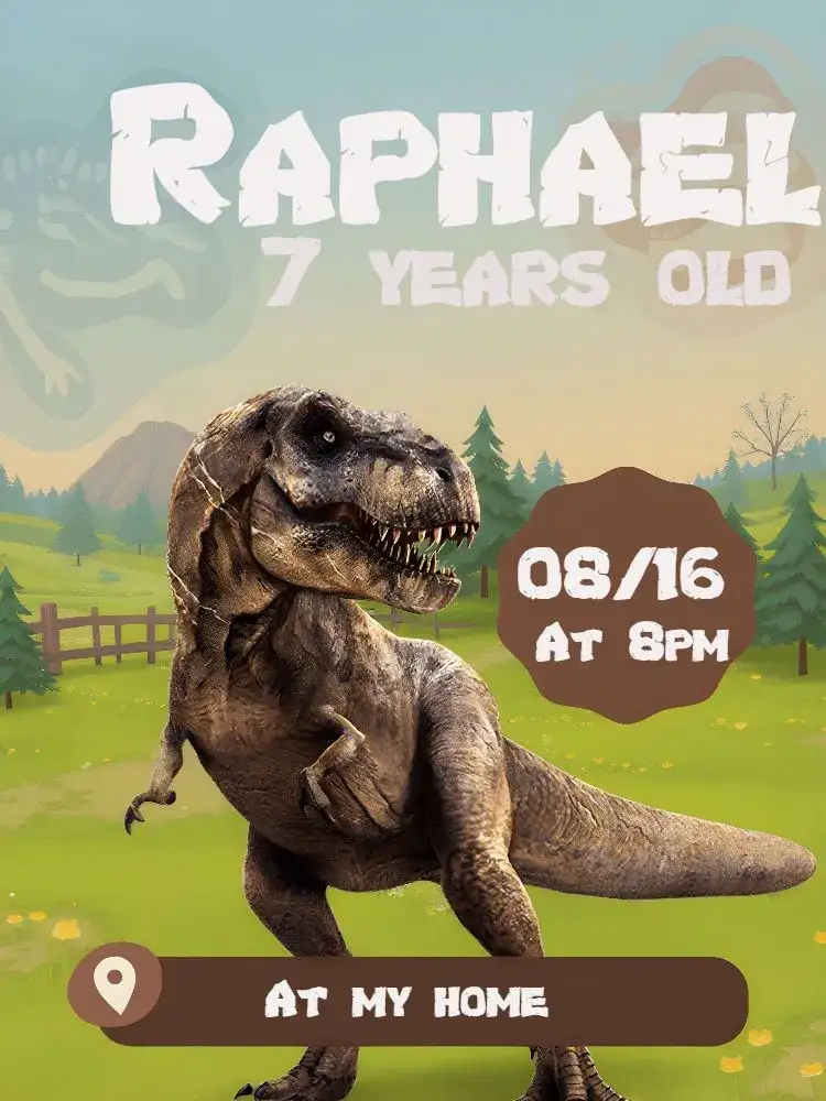 Invitation White Dinosaur – Most searched for theme fun-filled, colorful, nature-inspired, playful, prehistoric-themed