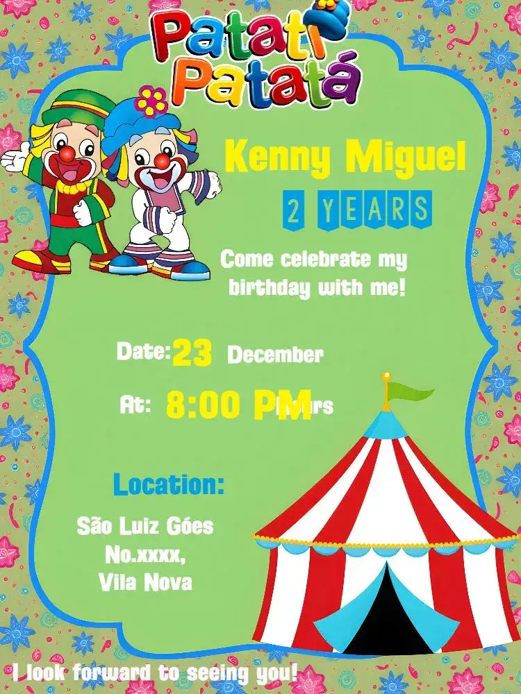 Invitation Patati And Patatá Yellow... – Most searched for theme colorful, fun-filled, childish, themed, lively