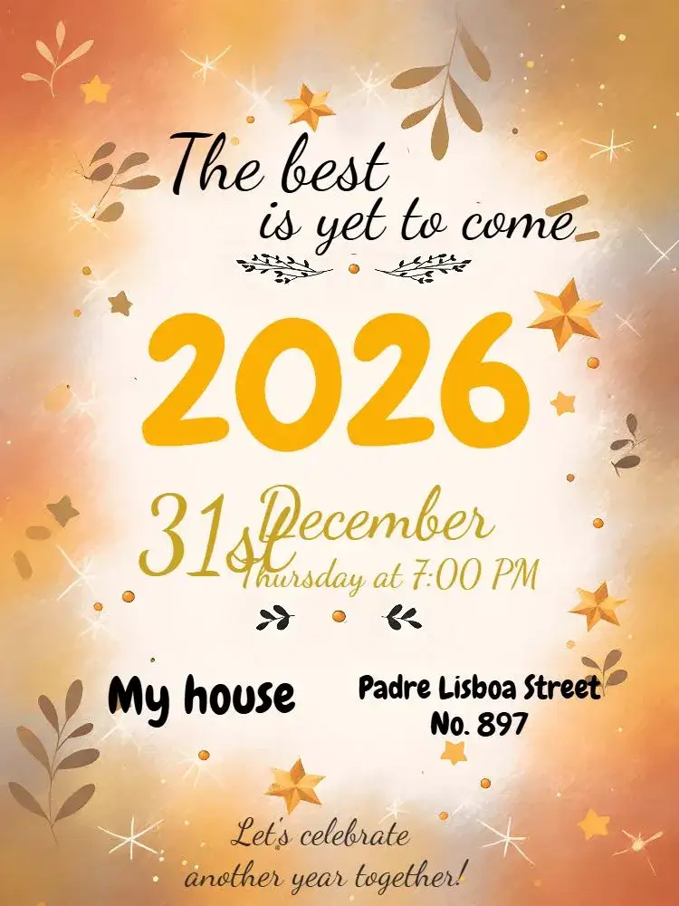 Invitation New Year's Eve Party 2021 – Commemorative Dates theme golden, white, black, modern, festive, elegant