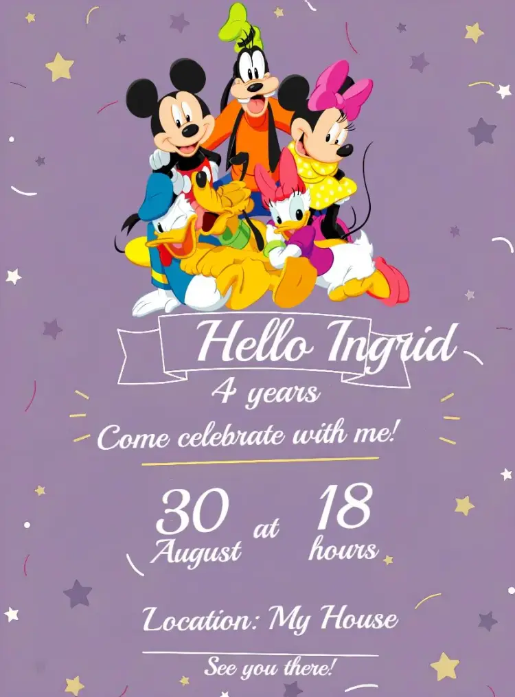 White Mickey Class invitation