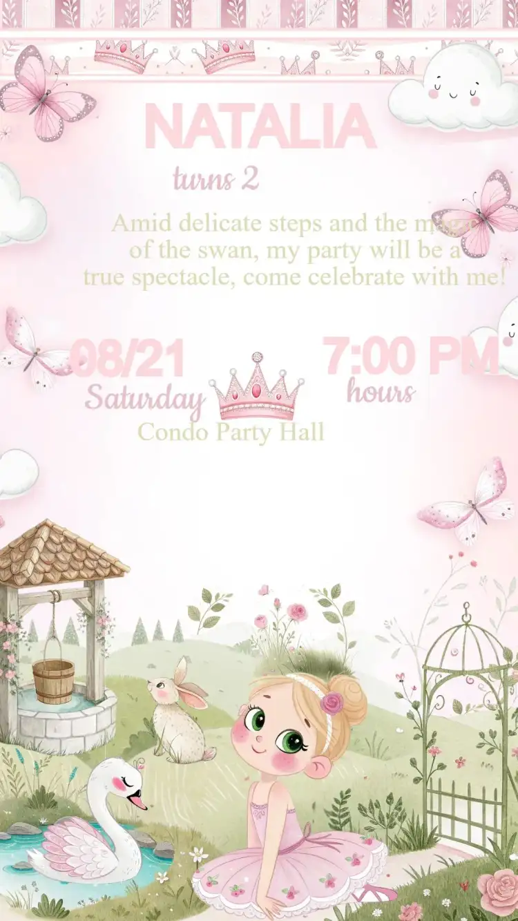 Ballerina Garden Birthday Invitation