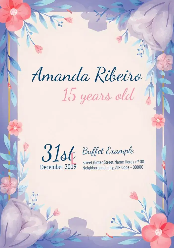 Invitation Delicate Floral 15th Birthday – Sweet 15 theme floral, delicate, watercolor, romantic, soft