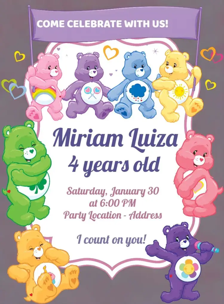 Care Bears invitation