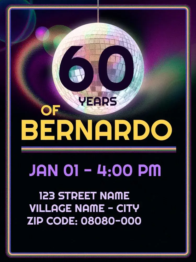 Virtual 60 Years - Disco Party invitation