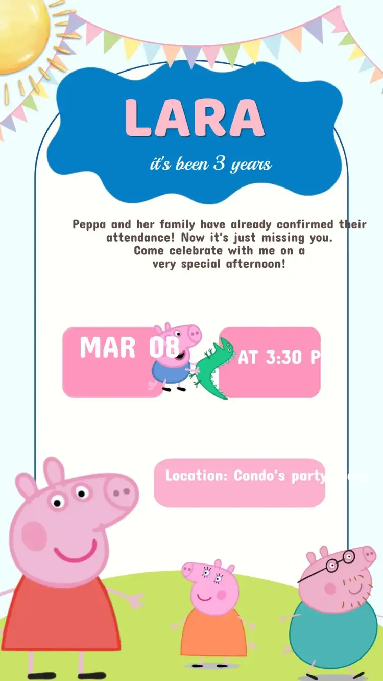 Peppa Pig Birthday Invitation