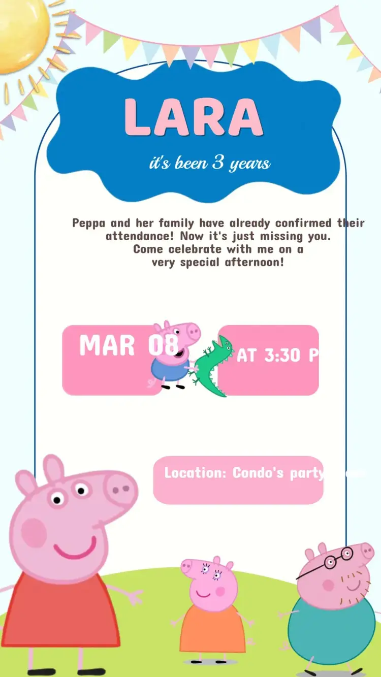 Peppa Pig Birthday Invitation