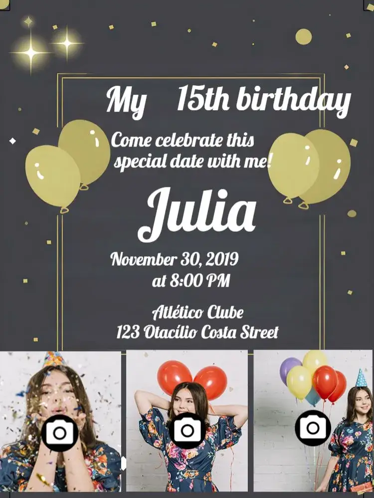 Invitation 15 Years With Photos Birthday – Sweet 15 theme delicate, modern, elegant, classic, photographic