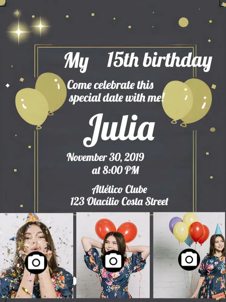 15 Years With Photos Birthday invitation