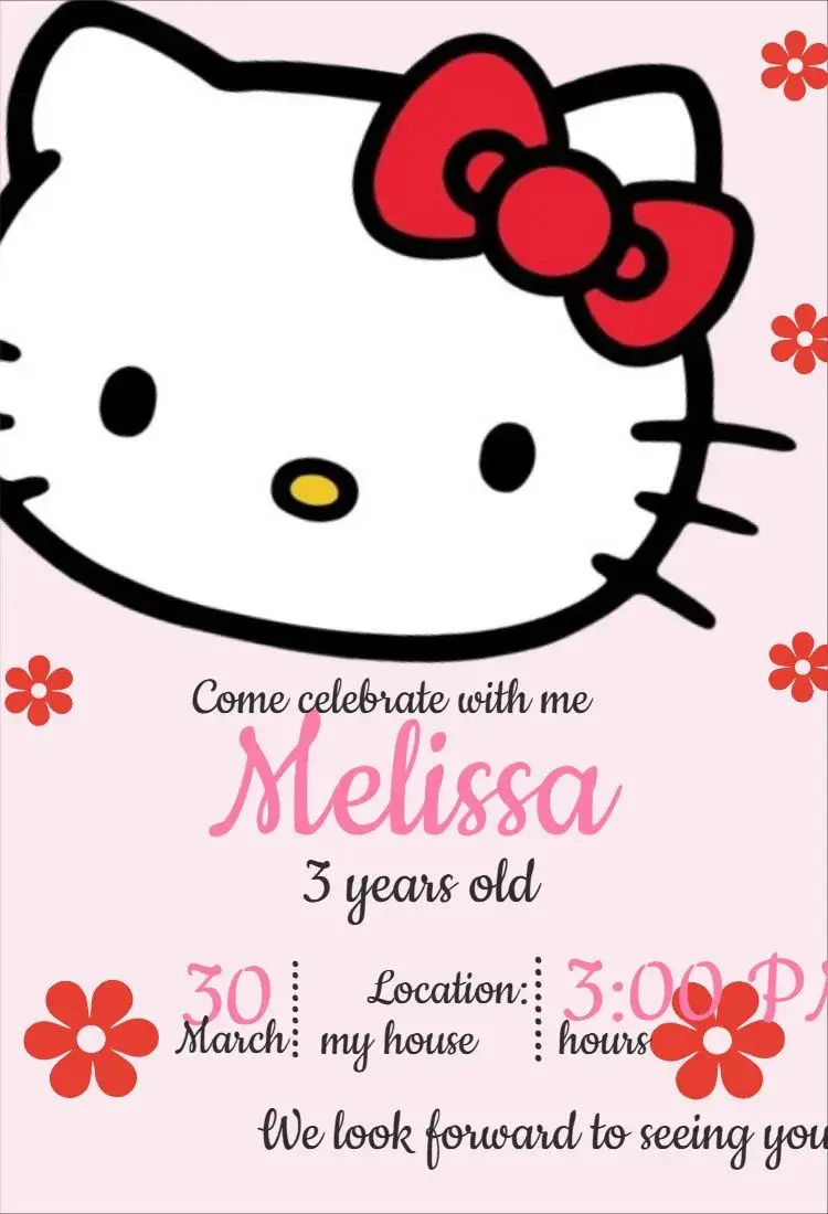 Invite Hello Kitty 7 editable and customizable