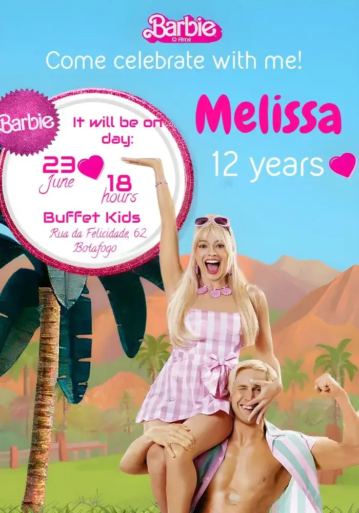 Barbie Pink Movie invitation