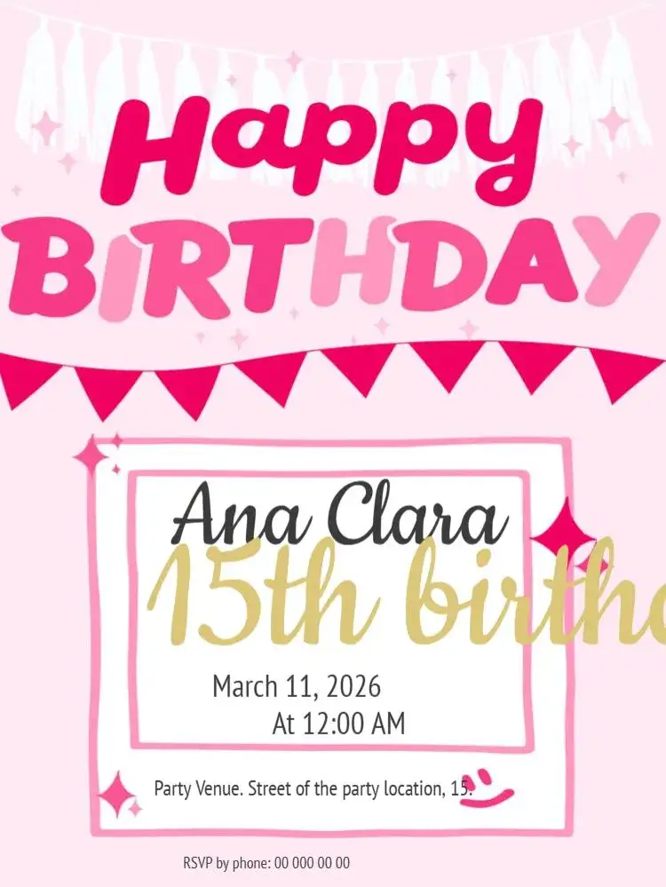 Invitation 15 Years Happy To Edit Girl – Sweet 15 theme floral, delicate, white, modern, elegant