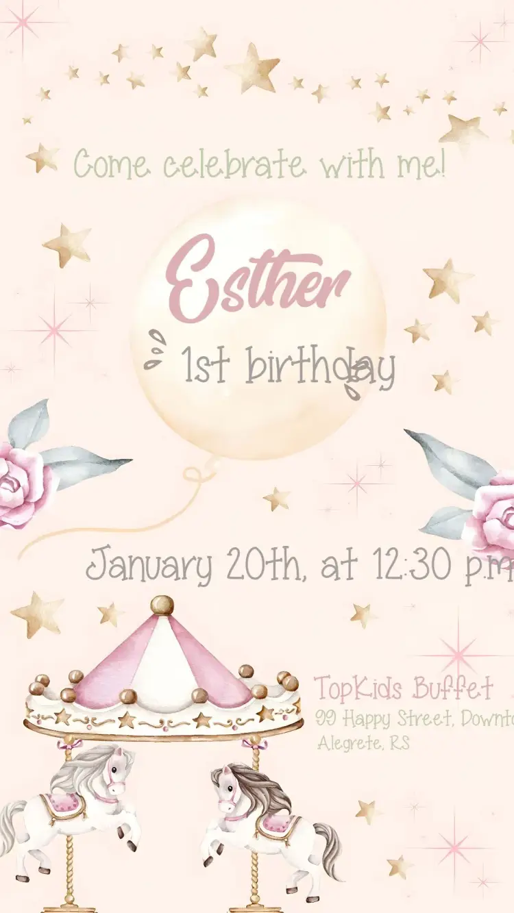 Carousel Watercolor Unicorn invitation