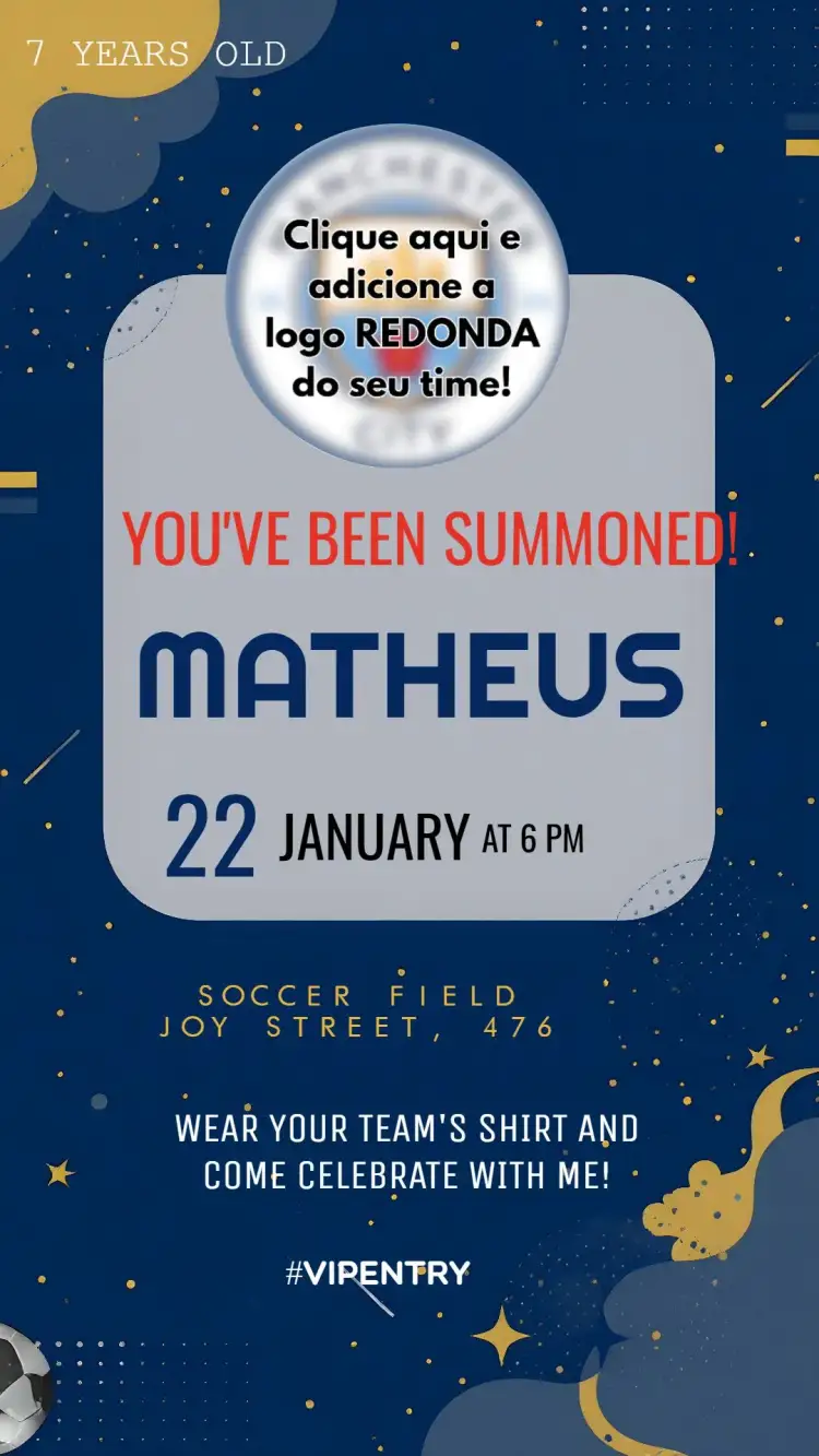 Invitation Manchester Soccer – Kids' Birthday Party theme football, colorful, modern, sporty, fun, themed
