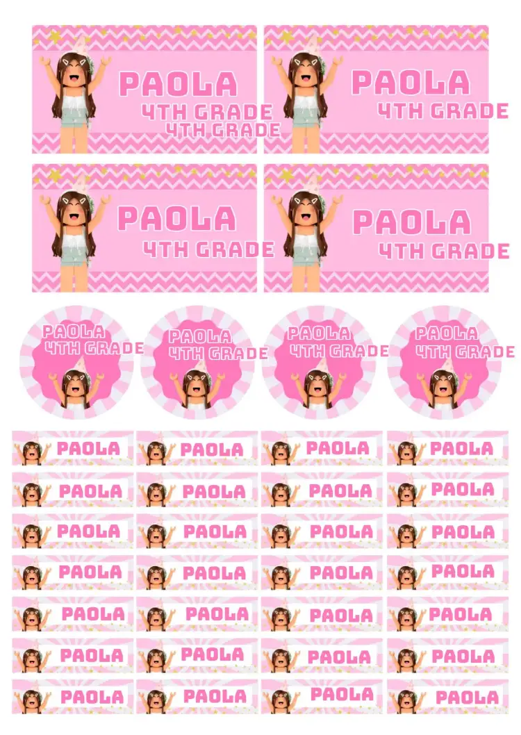 Invitation Roblox Pink School Label – Most searched for theme pink, games, children's, fun, colorful, modern