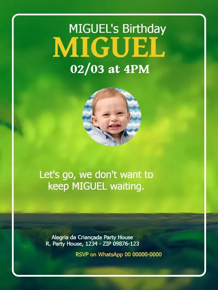 Boy's Green Photo Kids invitation