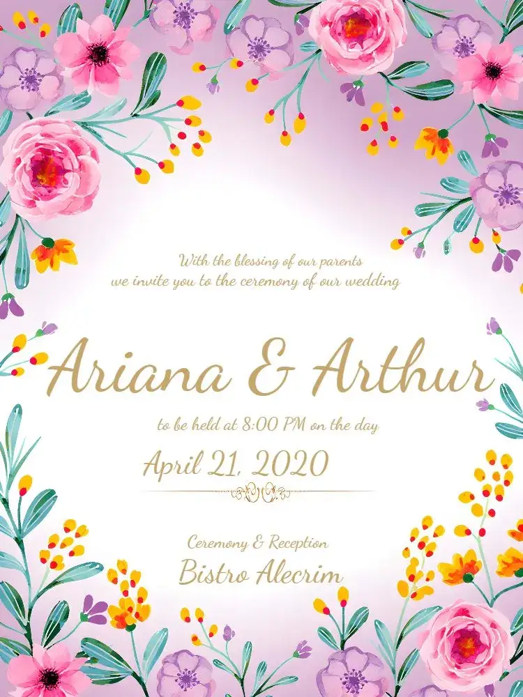 Floral Wedding - Colorful Flowers invitation