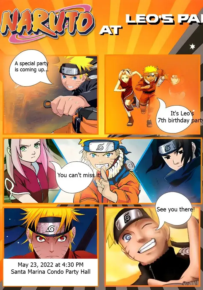 Naruto Comic invitation