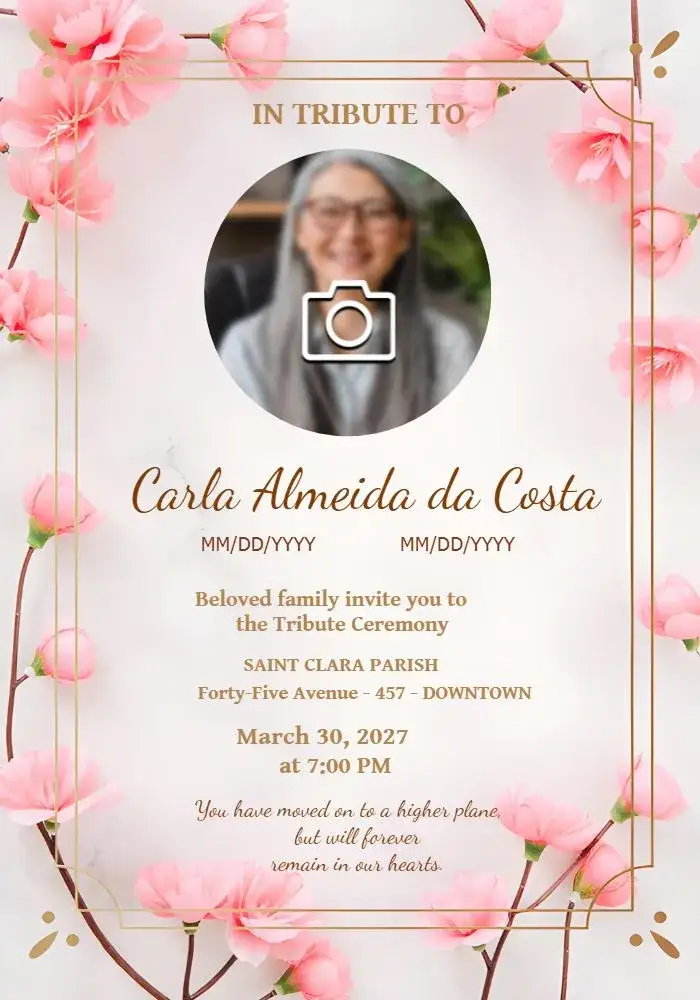 Invitation Funeral Mass With Photo Mourning – Most searched for theme floral, minimalist, elegant, classic, subtle