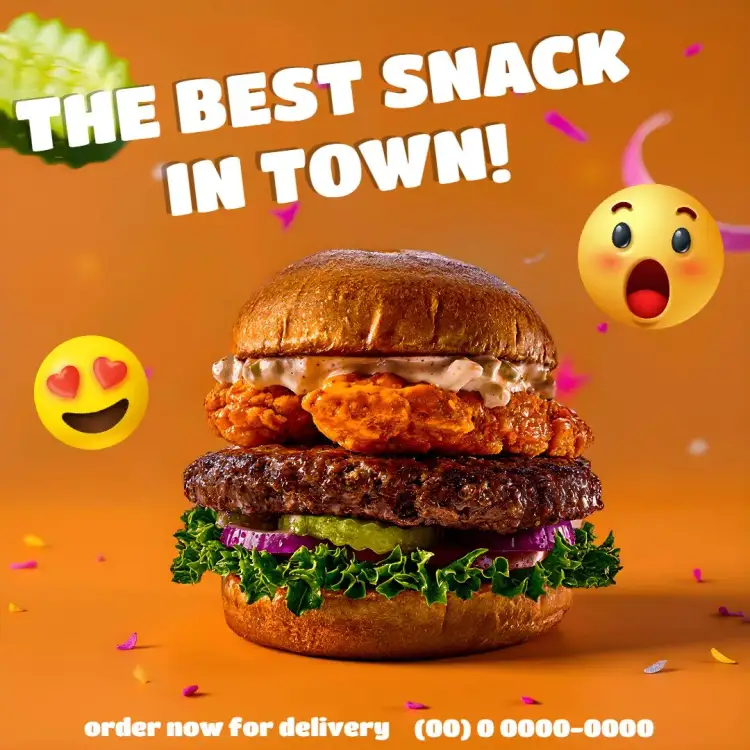 Invitation Post For Burger Joint Emojis – Most searched for theme fun-filled, trendy, colorful, youthful, catering