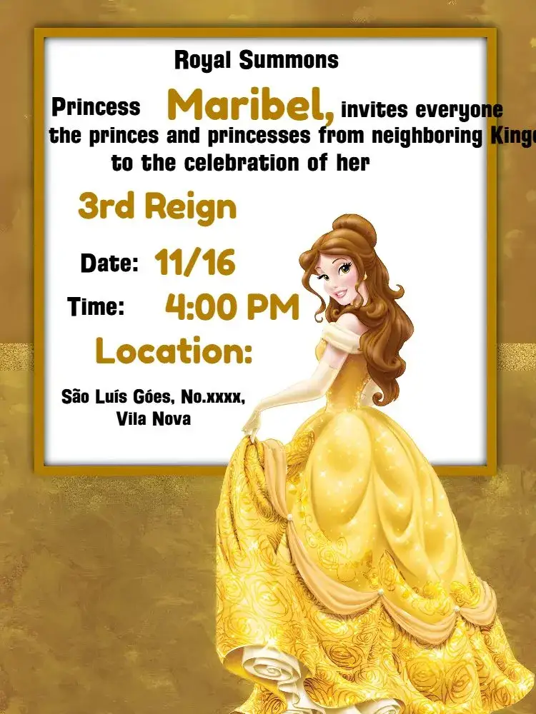 Invitation The Dark Beauty And Beast – Baptism theme dark blue, gold, white, fancy, elegant, magical
