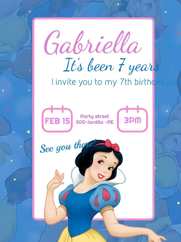 Invitation Snow White Disney – Bridal Shower theme magical, colorful, childlike, fantasy, princess, Disney