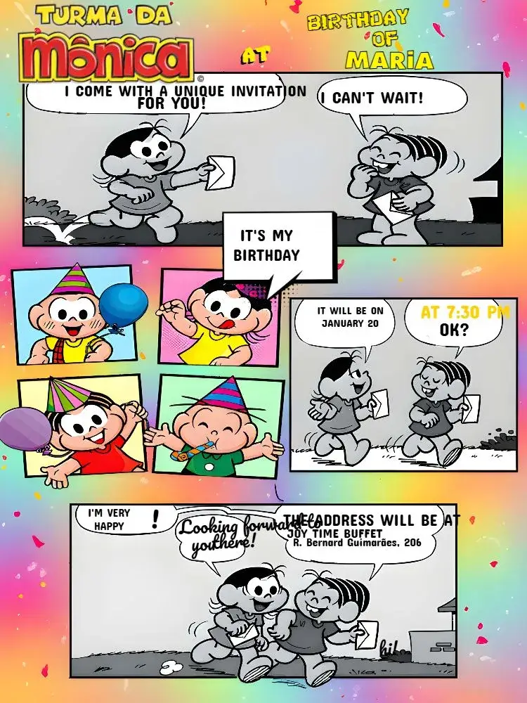 Turma Da Mônica Comics Colorful invitation