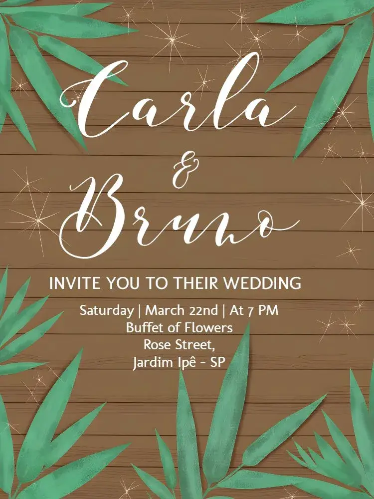 Minimalist Leaves Wedding invitation