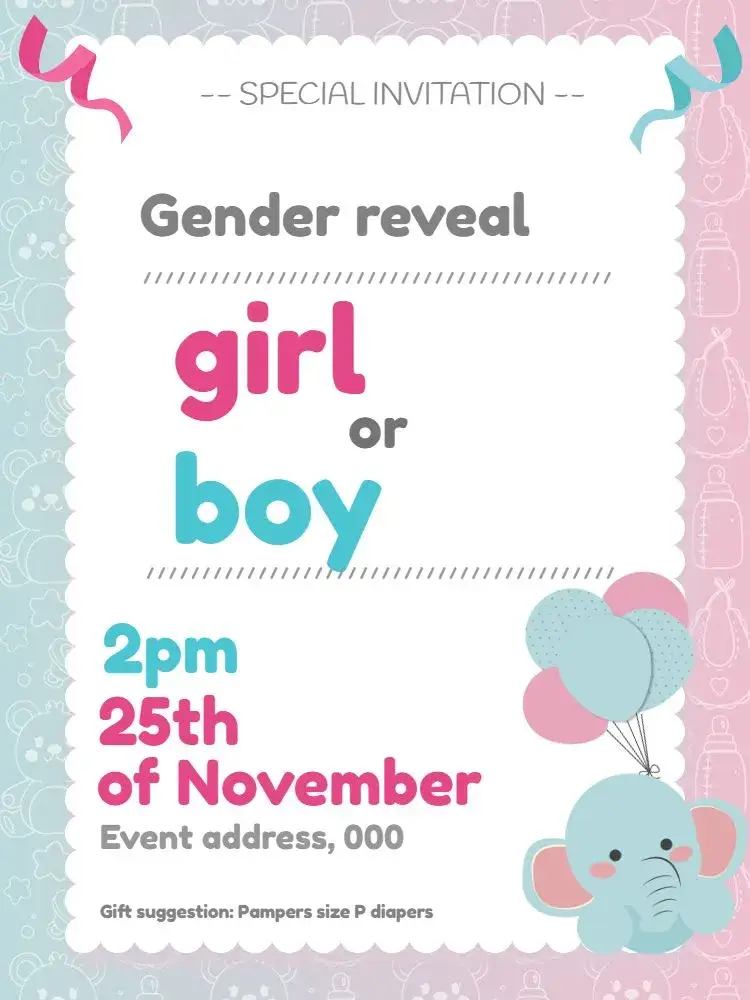Invitation Baby Shower Boy Reveal – Gender Reveal theme blue, children's, playful, fun, modern, colorful
